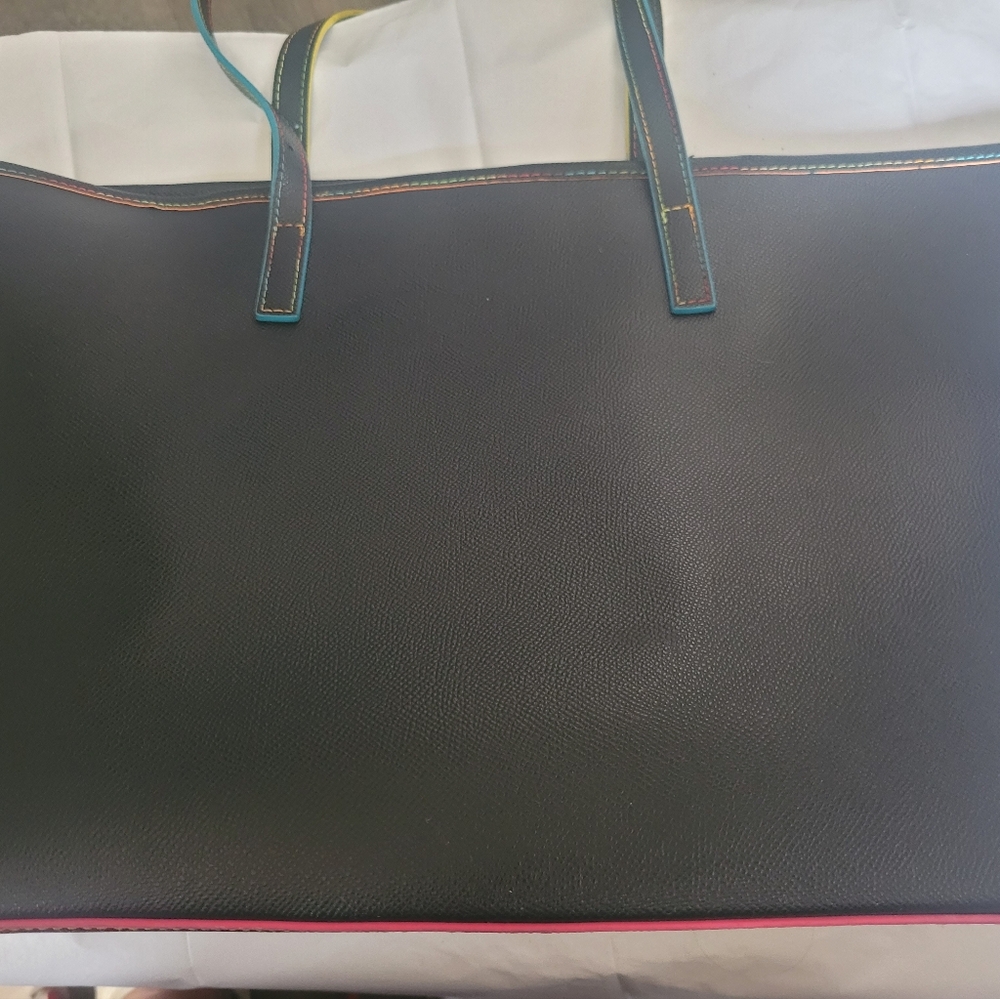 Kurt Geiger Black Colorful Stitch Richmond Tote - Picture 3 of 5